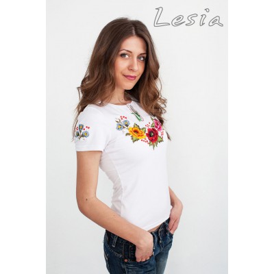 Embroidered t-shirt "Malves on white" maxi embroidery